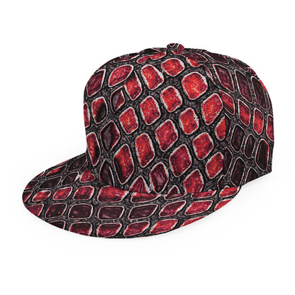 Red And Black Snakeskin Print Snapback Cap