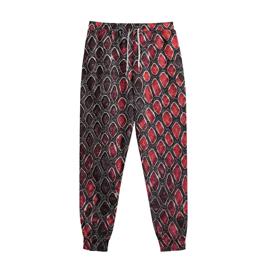 Red And Black Snakeskin Print Sweatpants