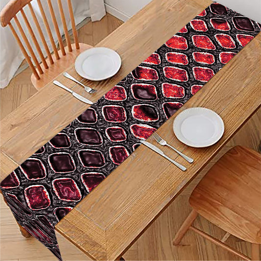 Red And Black Snakeskin Print Table Runner