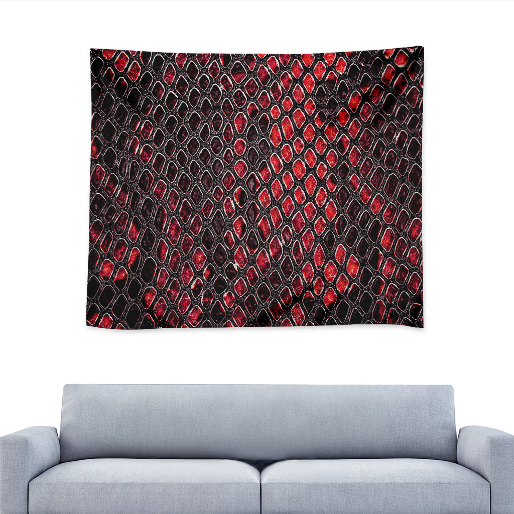 Red And Black Snakeskin Print Tapestry