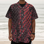 Red And Black Snakeskin Print Textured Short Sleeve Shirt