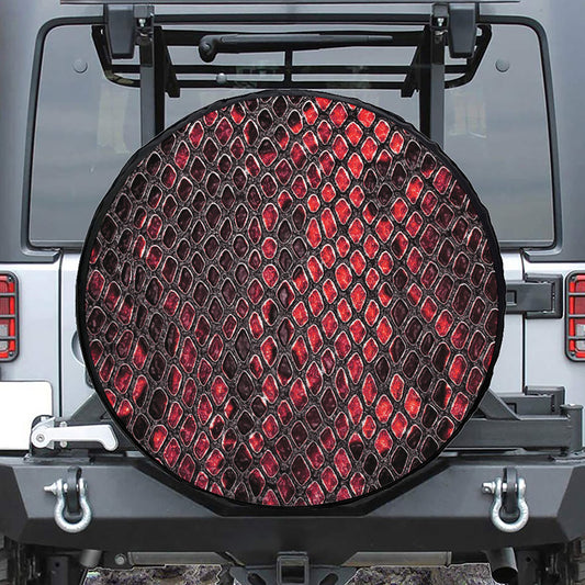 Red And Black Snakeskin Print Tire Cover