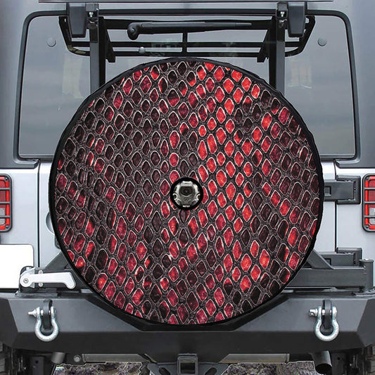 Red And Black Snakeskin Print Tire Cover With Camera Hole