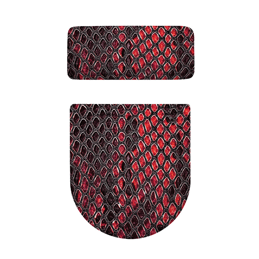 Red And Black Snakeskin Print Toilet Lid And Tank Cover Set