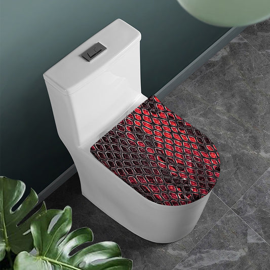 Red And Black Snakeskin Print Toilet Lid Cover