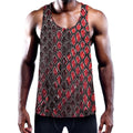 Red And Black Snakeskin Print Men's Workout Tank Top