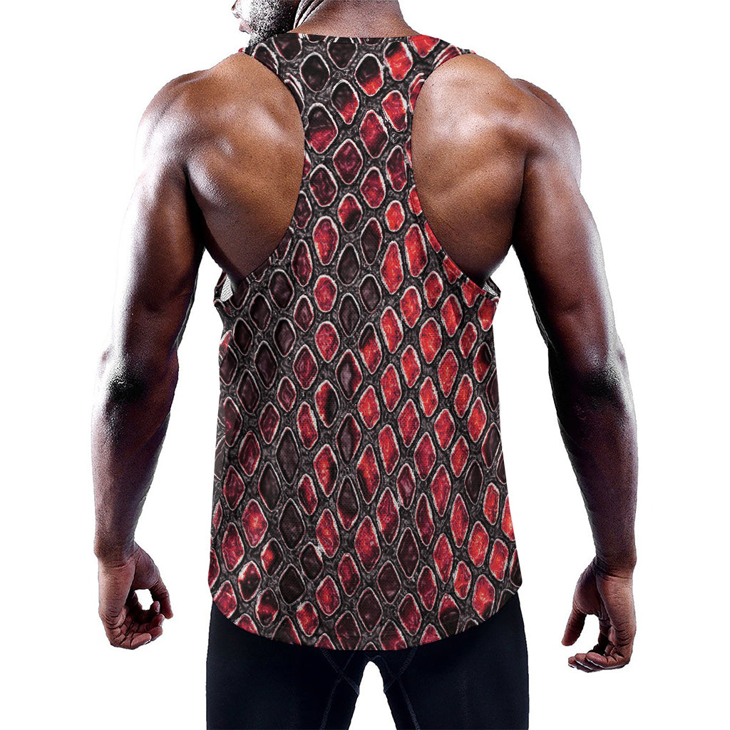 Red And Black Snakeskin Print Training Tank Top
