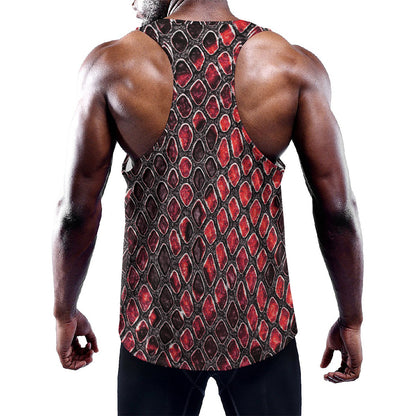 Red And Black Snakeskin Print Training Tank Top