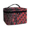 Red And Black Snakeskin Print Travel Makeup Bag