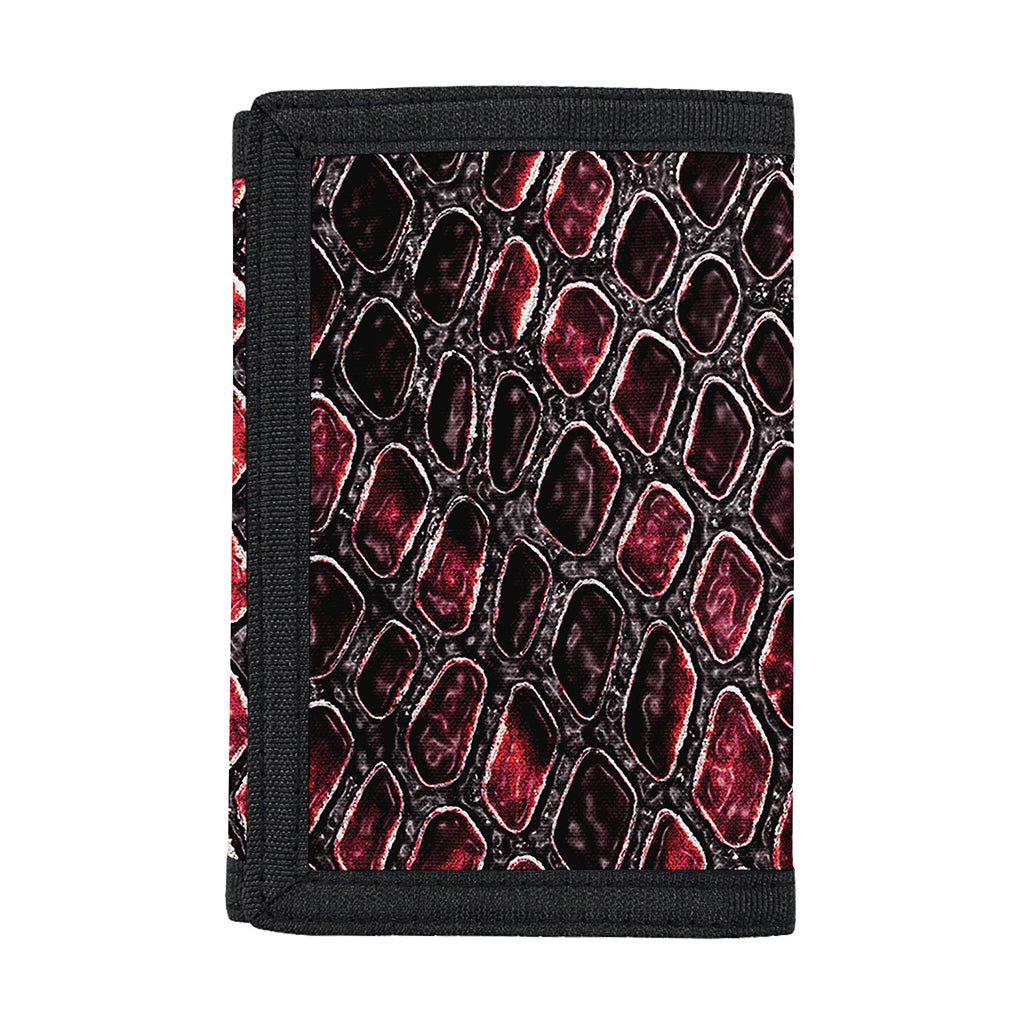 Red And Black Snakeskin Print Trifold Wallet