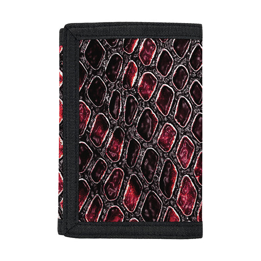 Red And Black Snakeskin Print Trifold Wallet