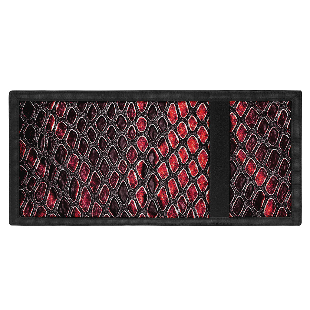 Red And Black Snakeskin Print Trifold Wallet