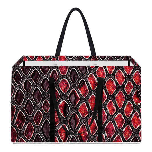Red And Black Snakeskin Print Utility Tote Bag
