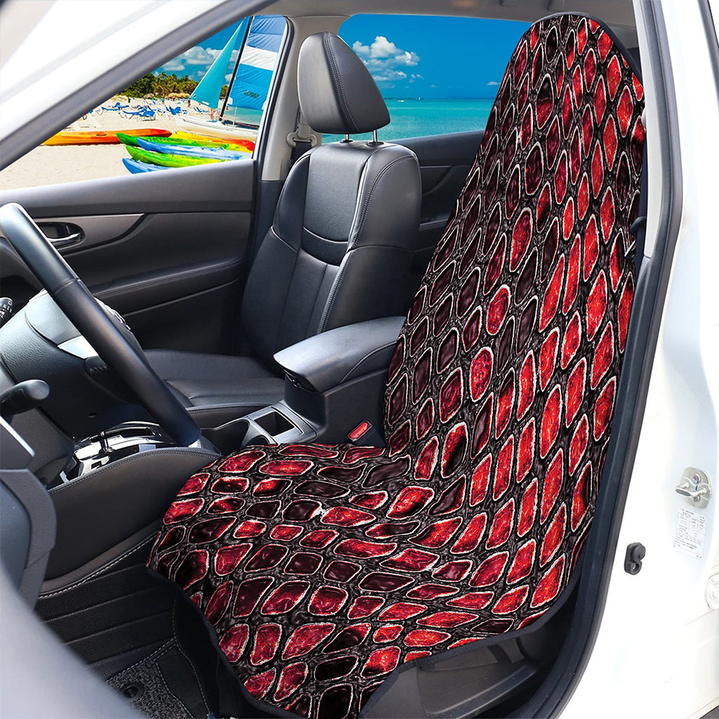 Red And Black Snakeskin Print Waterproof Car Seat Cover