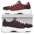 Red And Black Snakeskin Print White Chunky Shoes