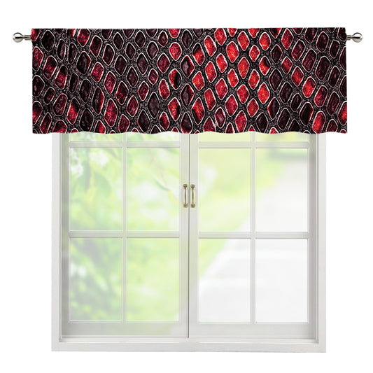 Red And Black Snakeskin Print Window Valance