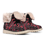 Red And Black Snakeskin Print Winter Boots