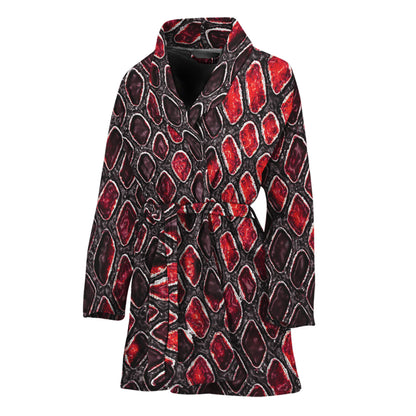 Red And Black Snakeskin Print Women's Bathrobe