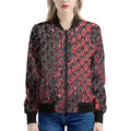 Red And Black Snakeskin Print Women's Bomber Jacket
