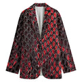 Red And Black Snakeskin Print Women's Cotton Blazer