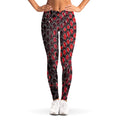 Red And Black Snakeskin Print Women's Leggings