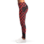 Red And Black Snakeskin Print Women's Leggings