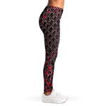 Red And Black Snakeskin Print Women's Leggings