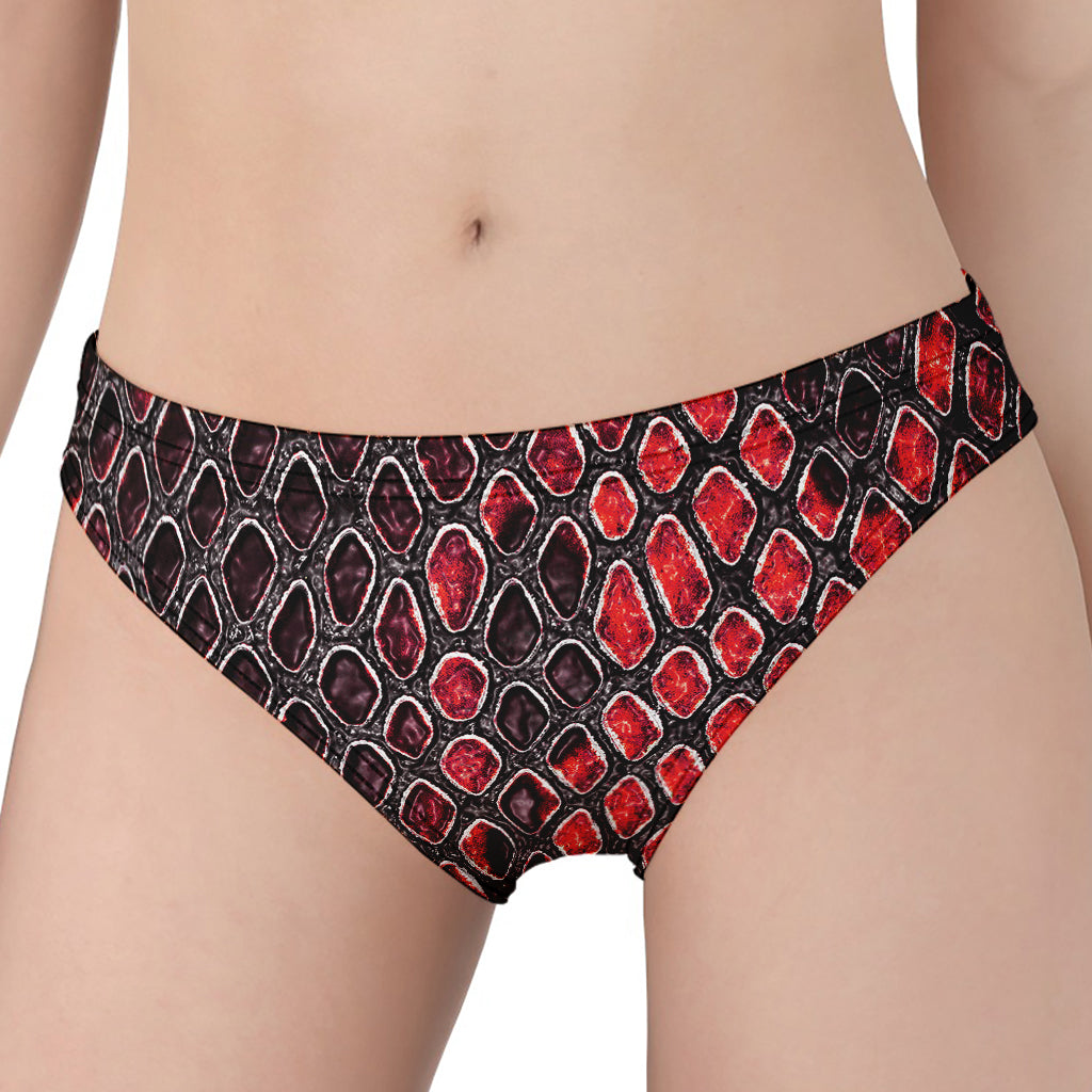 Red And Black Snakeskin Print Women's Panties
