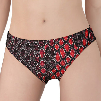 Red And Black Snakeskin Print Women's Panties