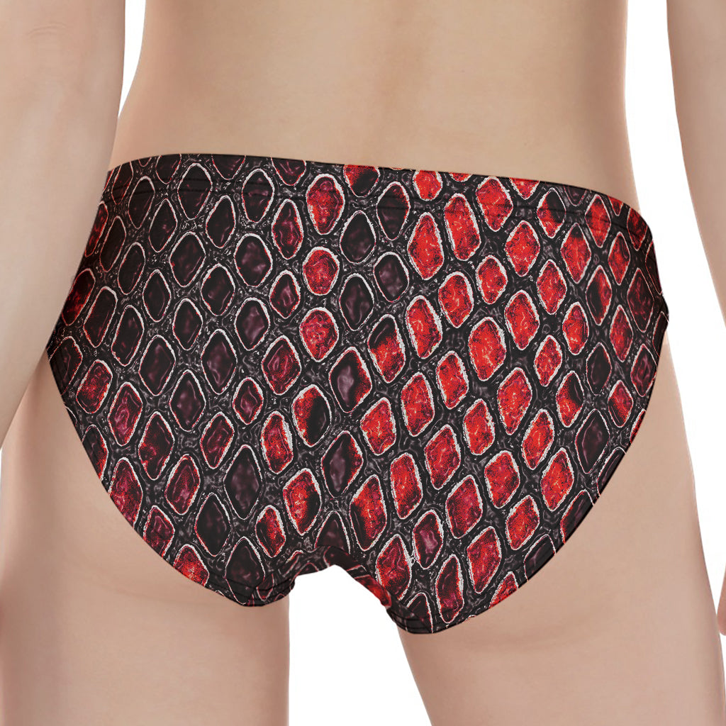 Red And Black Snakeskin Print Women's Panties