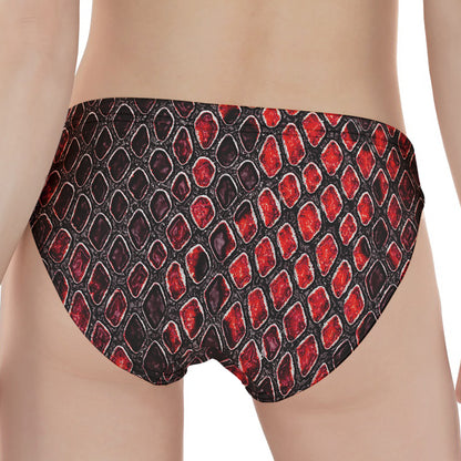 Red And Black Snakeskin Print Women's Panties