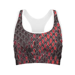 Red And Black Snakeskin Print Women's Sports Bra