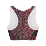 Red And Black Snakeskin Print Women's Sports Bra