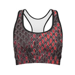 Red And Black Snakeskin Print Women's Sports Bra
