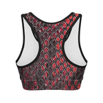 Red And Black Snakeskin Print Women's Sports Bra