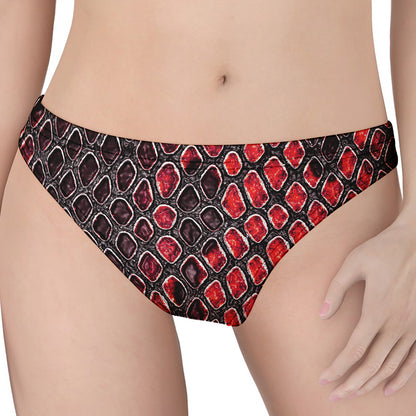 Red And Black Snakeskin Print Women's Thong