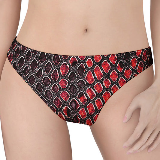 Red And Black Snakeskin Print Women's Thong