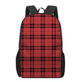 Red And Black Tartan Pattern Print 17 Inch Backpack