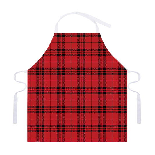 Red And Black Tartan Pattern Print Adjustable Apron
