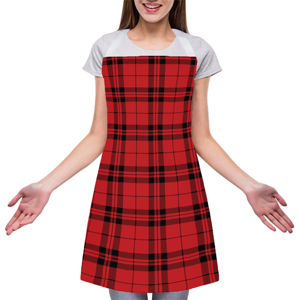 Red And Black Tartan Pattern Print Adjustable Apron