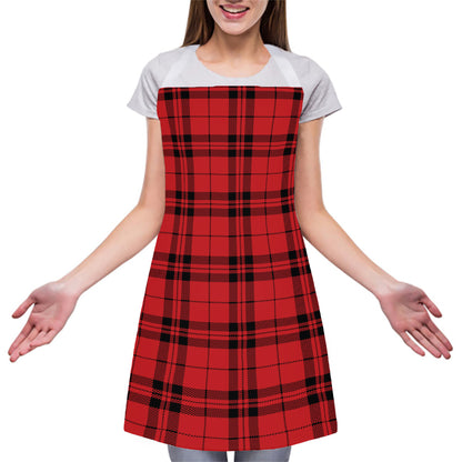 Red And Black Tartan Pattern Print Adjustable Apron