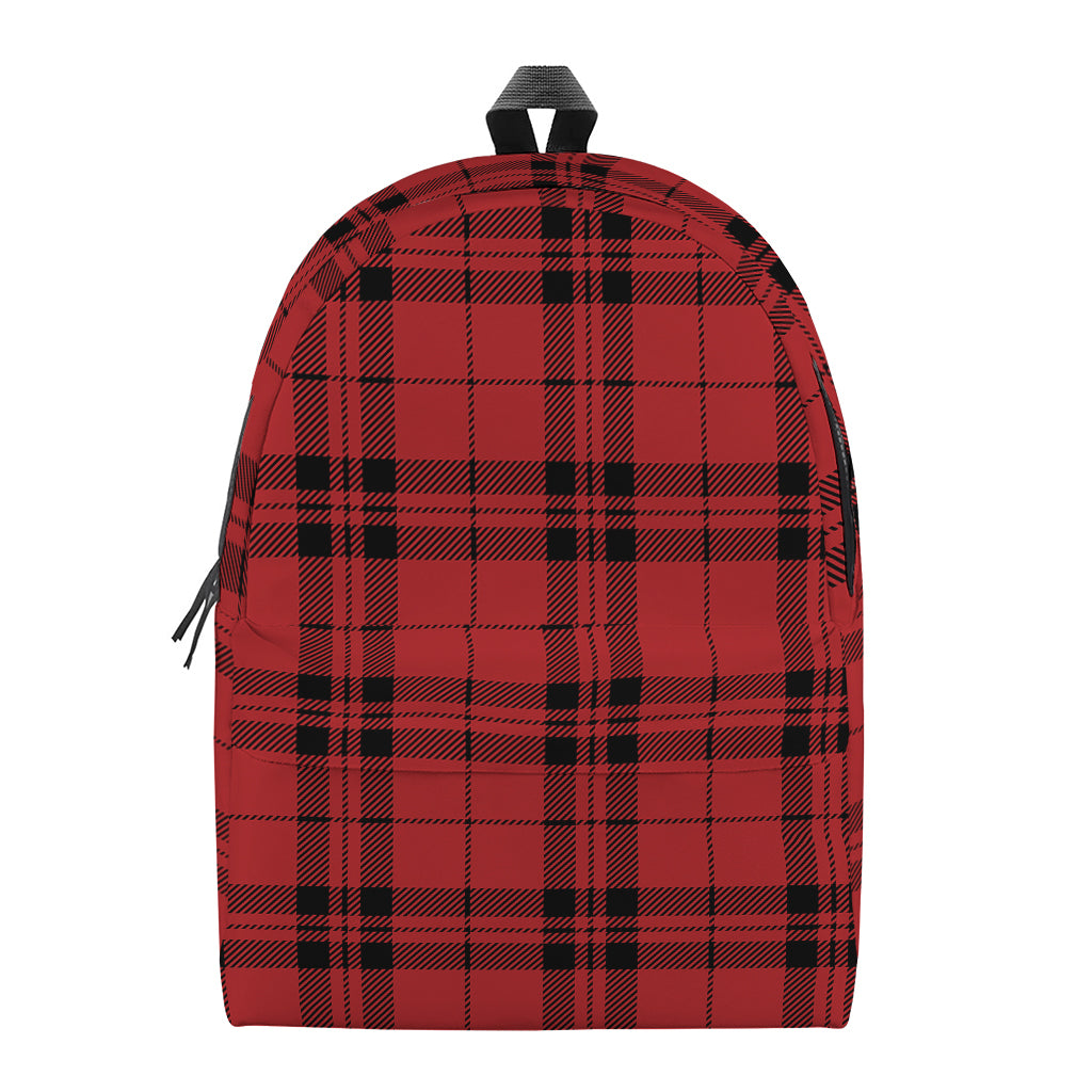 Red And Black Tartan Pattern Print Backpack