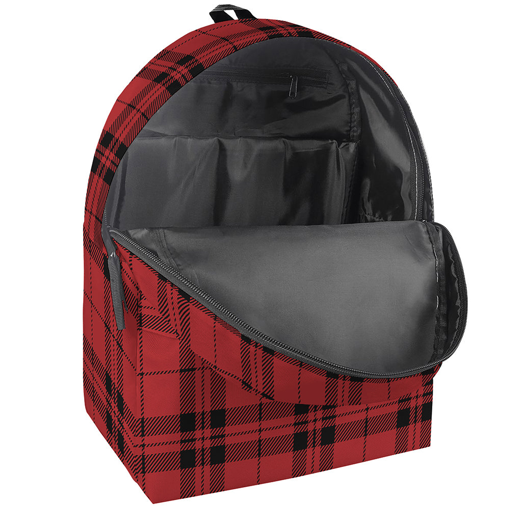 Red And Black Tartan Pattern Print Backpack