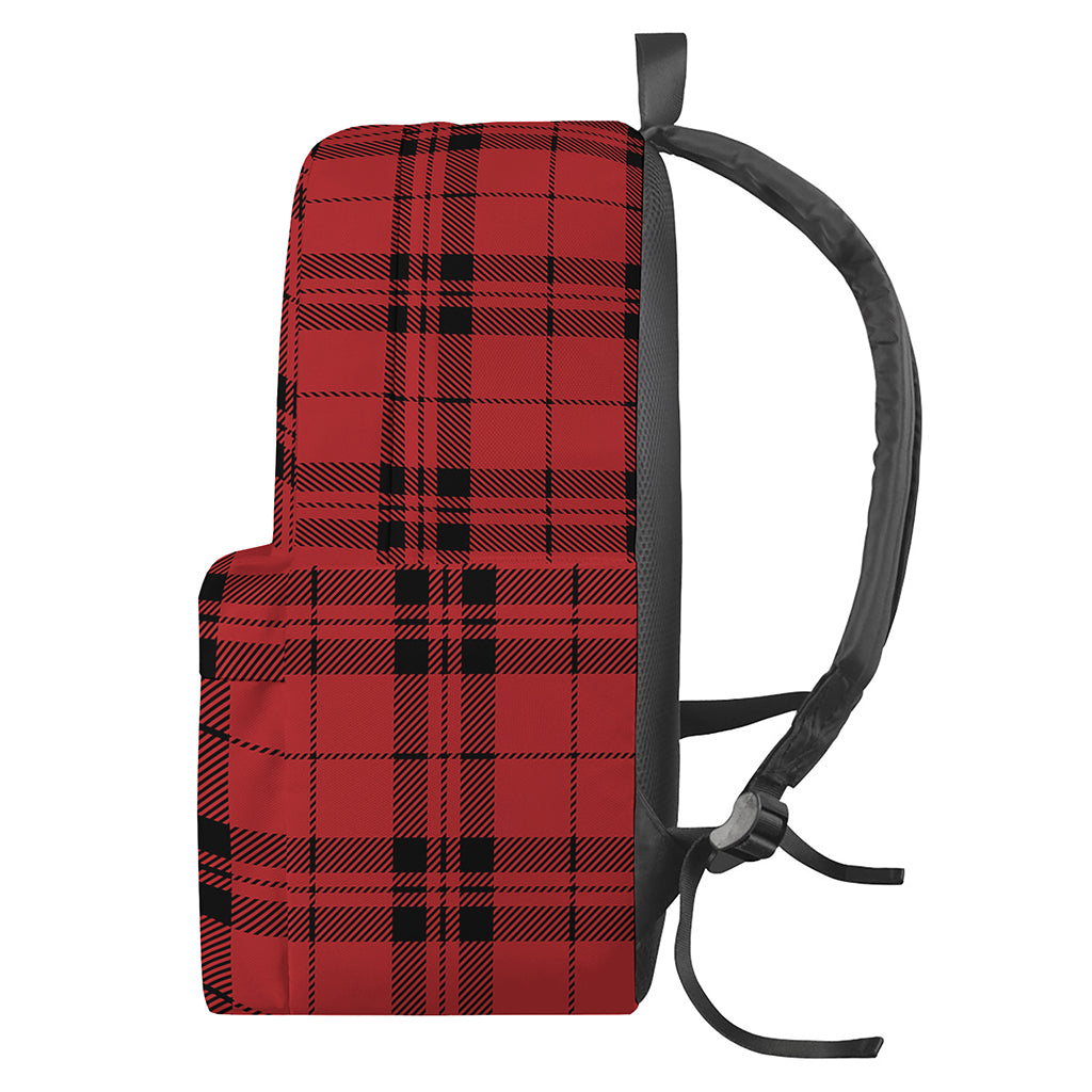Red And Black Tartan Pattern Print Backpack
