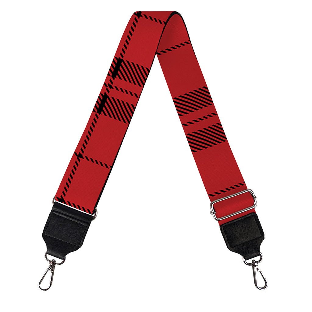 Red And Black Tartan Pattern Print Bag Strap