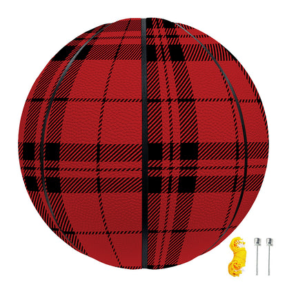 Red And Black Tartan Pattern Print Basketball