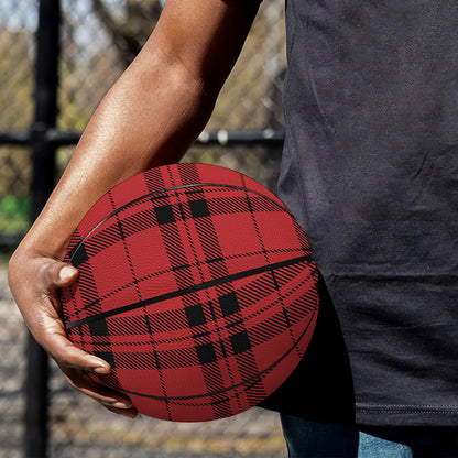 Red And Black Tartan Pattern Print Basketball