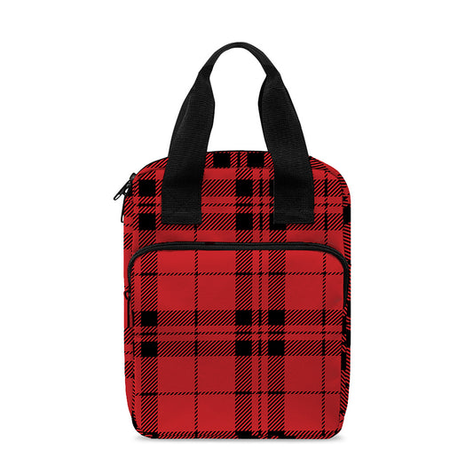 Red And Black Tartan Pattern Print Bible Tote Bag