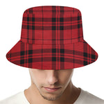 Red And Black Tartan Pattern Print Bucket Hat