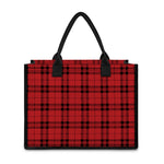 Red And Black Tartan Pattern Print Canvas Tote Bag